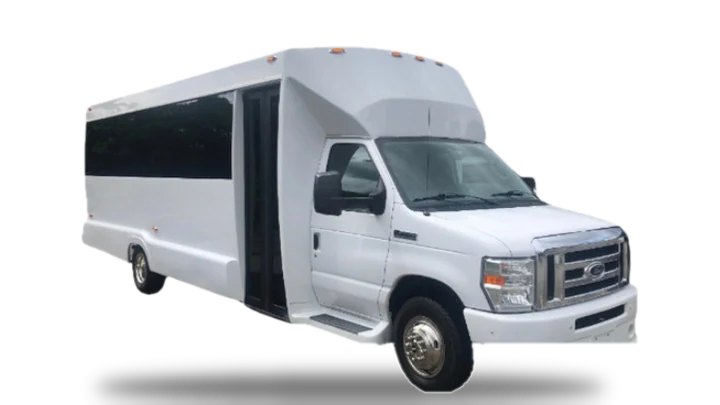 White Ford E-450 limo bus